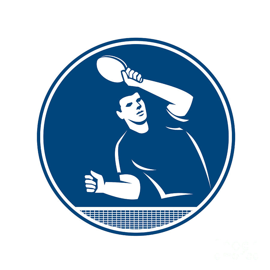 Sports Digital Art - Table Tennis Player Serving Circle Icon by Aloysius Patrimonio