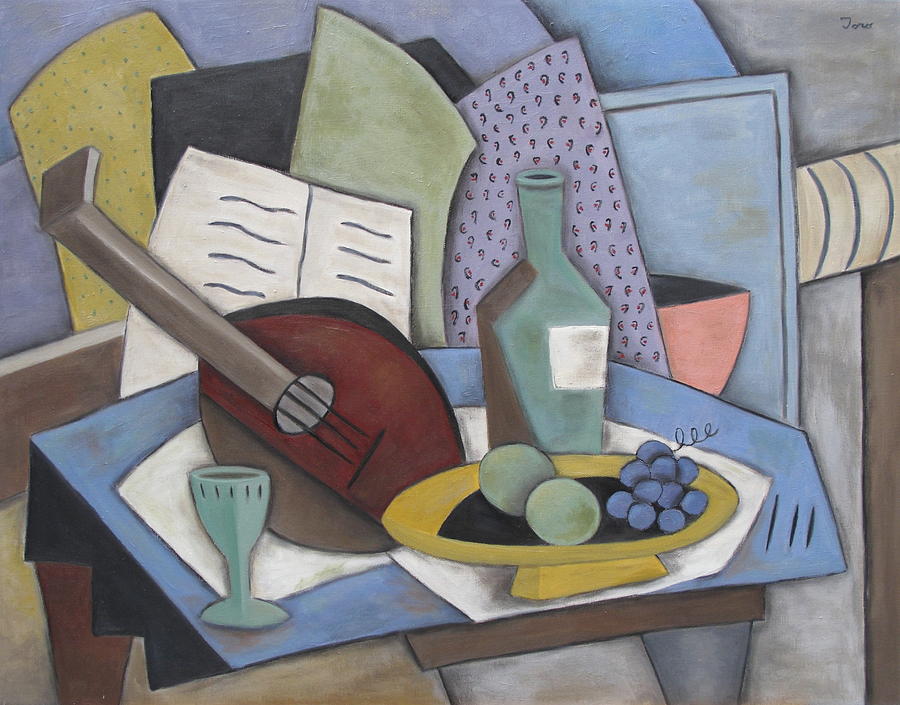 Table with Mandolin Painting by Trish Toro