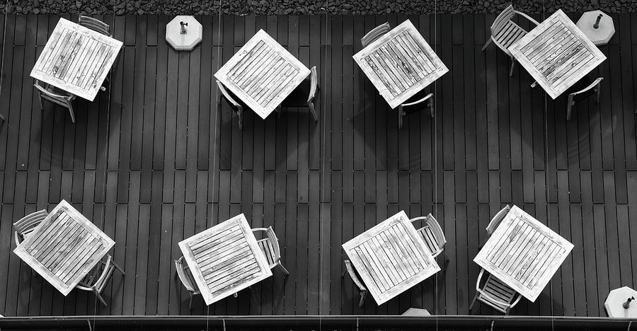 Tables And Chairs Monochrome Photograph by Jeff Townsend