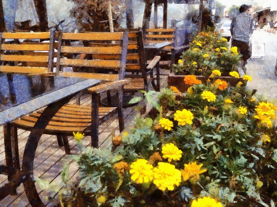 Tables and chairs with flowers Photograph by Ashish Agarwal