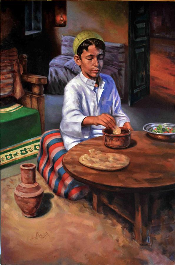 Farm Painting - Tablia Table  by Ahmed Bayomi