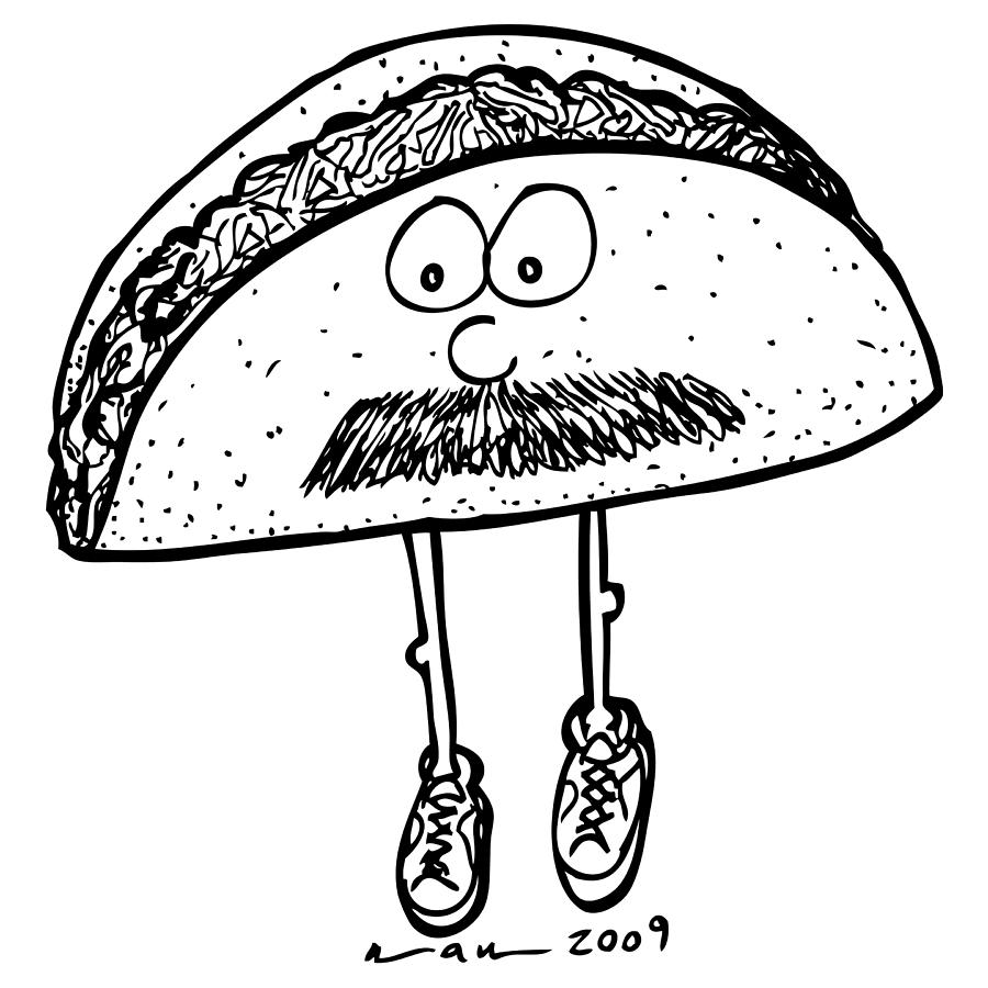 Illustration Drawing - Taco Mustache by Karl Addison