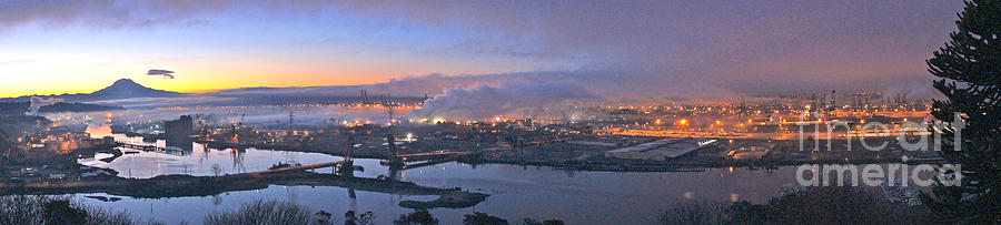 Mountain Photograph - Tacoma Dawn Panorama by Sean Griffin