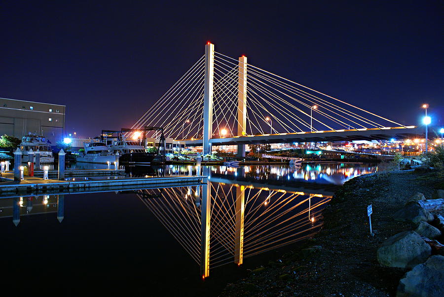 Tacoma Hwy 509 Bridge Up in Lights 2 Photograph by Rob Green