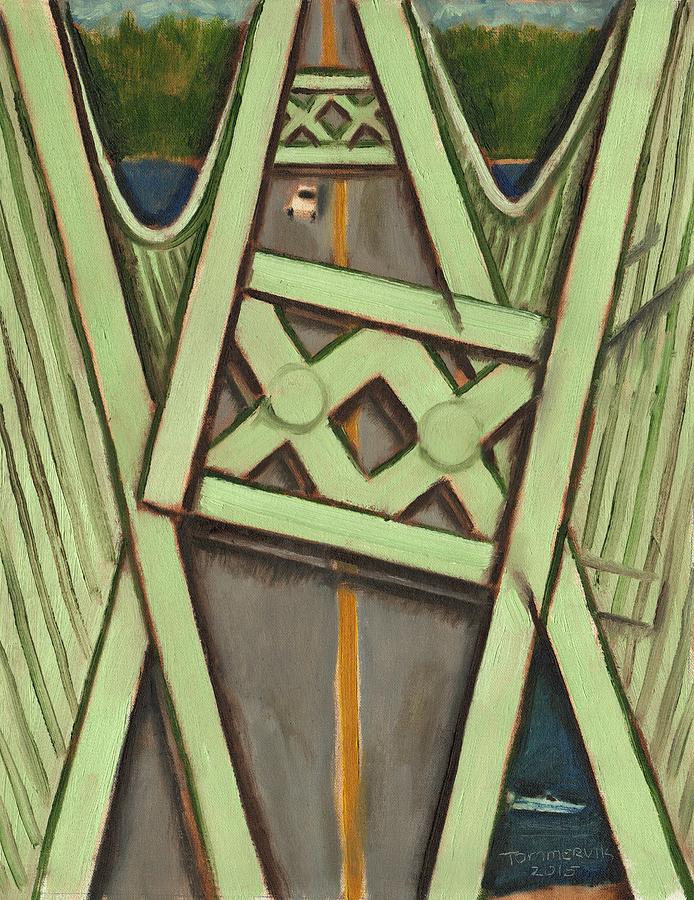 Tacoma Narrows Bridge Collapse  Painting by Tommervik