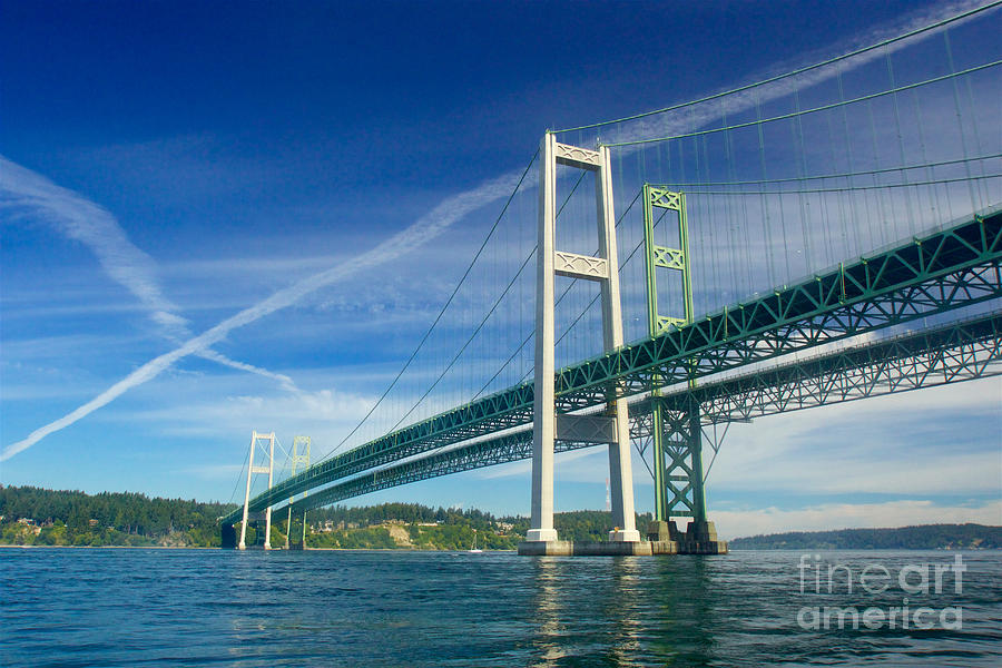 Architecture Photograph - Tacoma Narrows Bridge by Sean Griffin