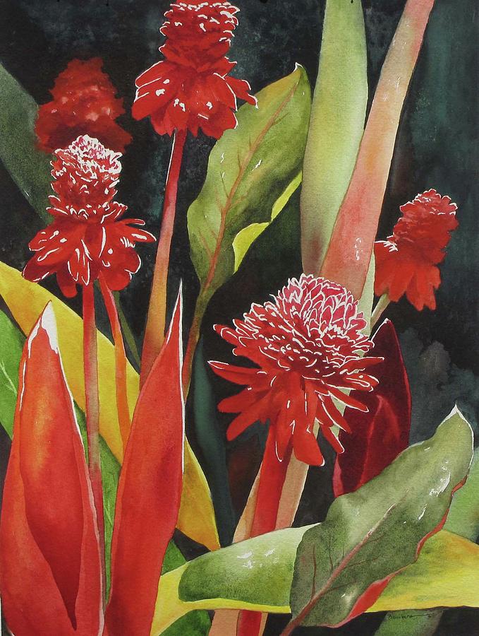 Floral Painting - Tahiti Red by Mary Blumberg Floral Painting - Tahiti Red by Mary Blumberg
