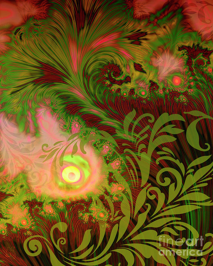 Fall Digital Art - Tahitian Sunrise sultry tropical Fall fantasy dreamscape by Tina Lavoie