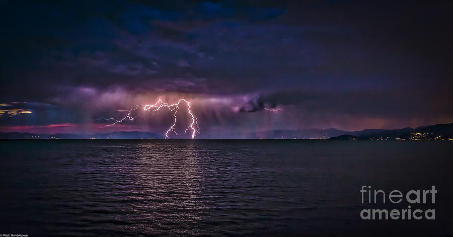 Nature Photograph - Tahoe Lightning by Mitch Shindelbower