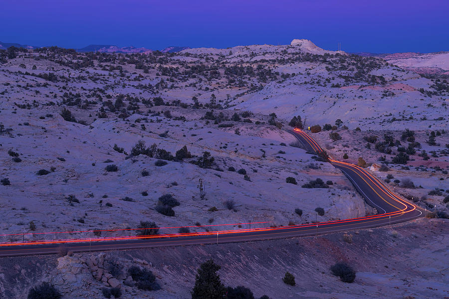 Tail Lights On Highway 12 Grand Staircase Escalante Utah Photograph
