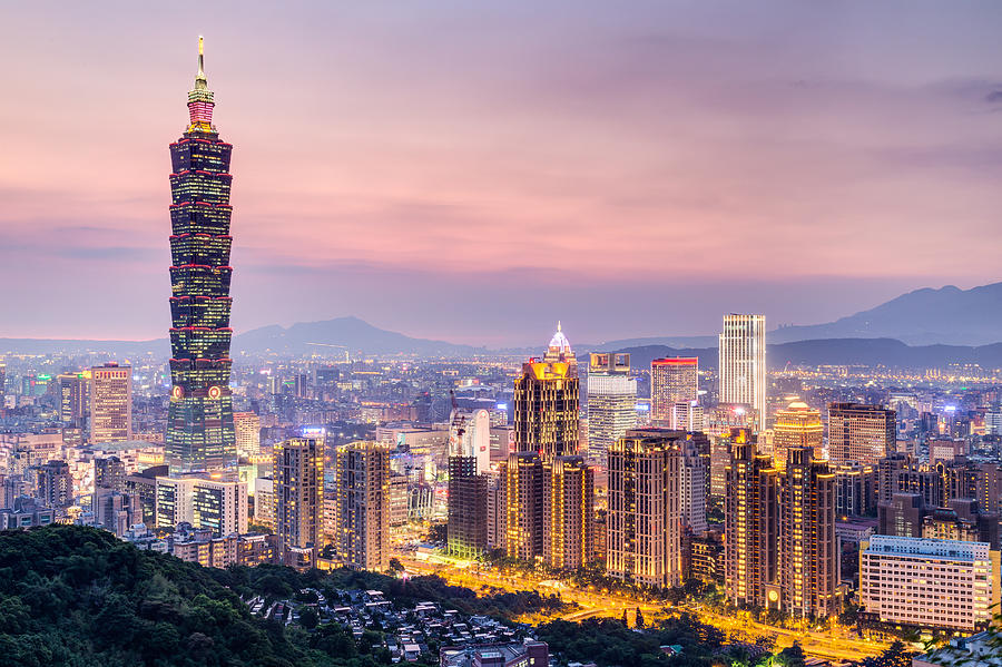 Taipei 101 Tower In Taipei Taiwan At Sunset Photograph By Auradius Photography