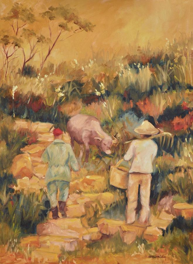 Wildlife Painting - Taipei Buffalo Herder by Ginger Concepcion