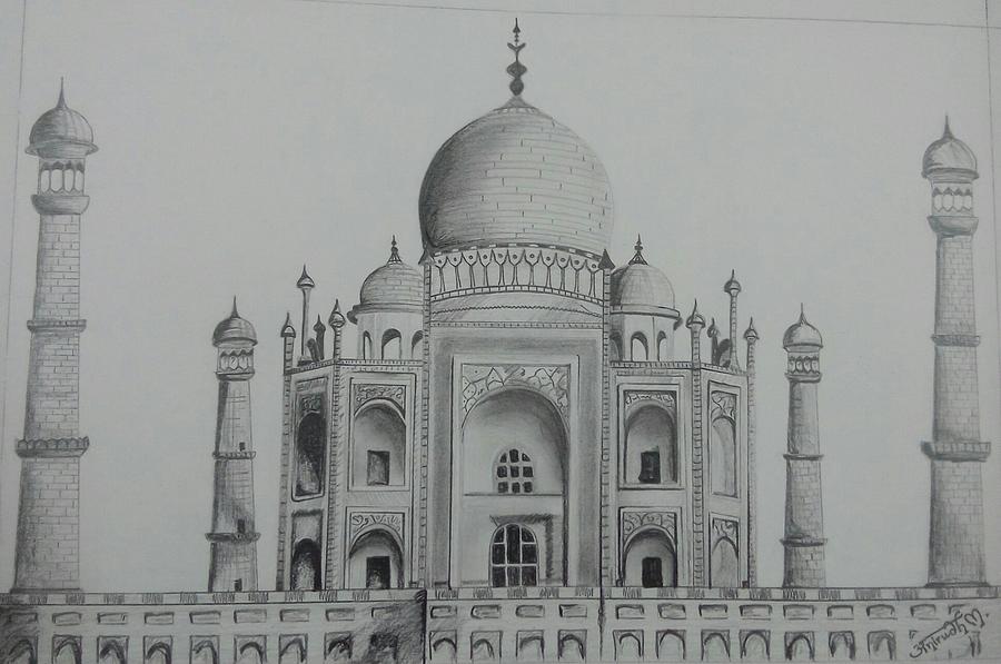 Taj mahal sketch Royalty Free Vector Image - VectorStock