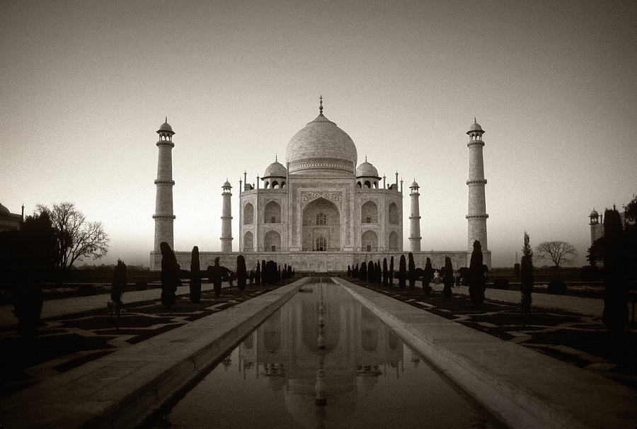 Taj Mahal Black and White Photograph by Steve Williams