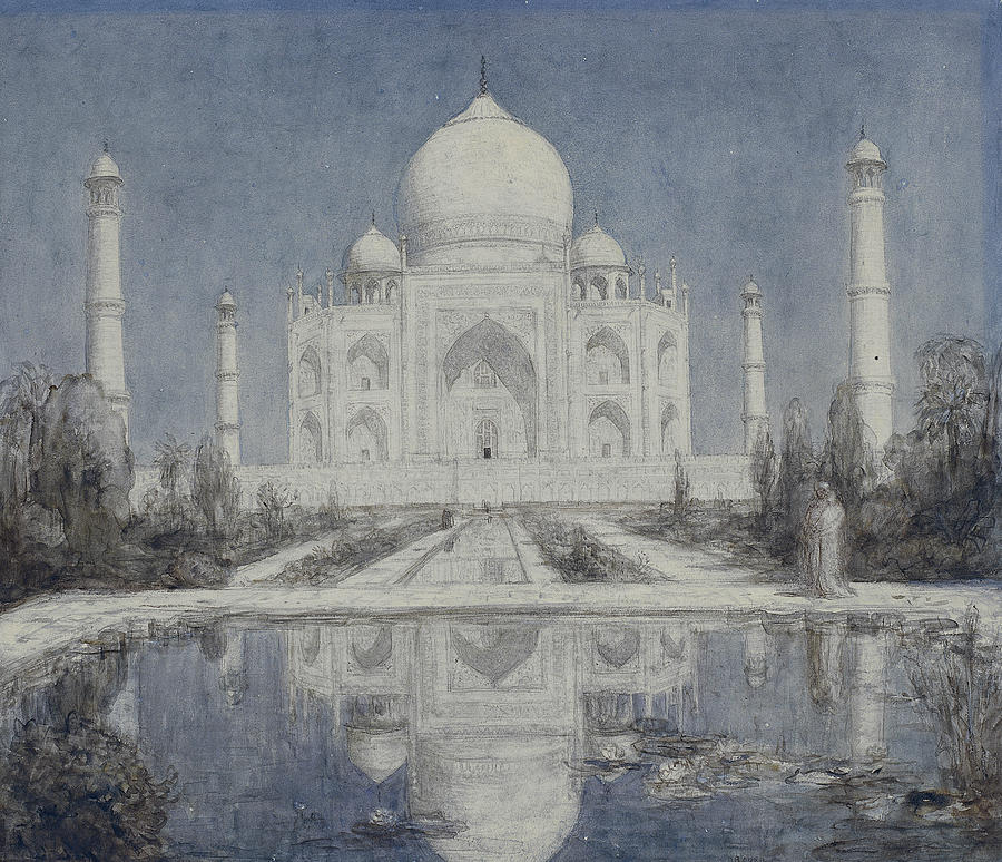 Taj Mahal by Moonlight Drawing by Marius Bauer
