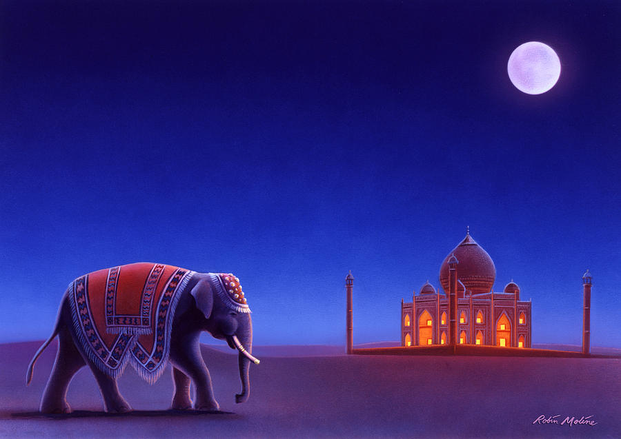 Taj Mahal Elephant Painting by Robin Moline