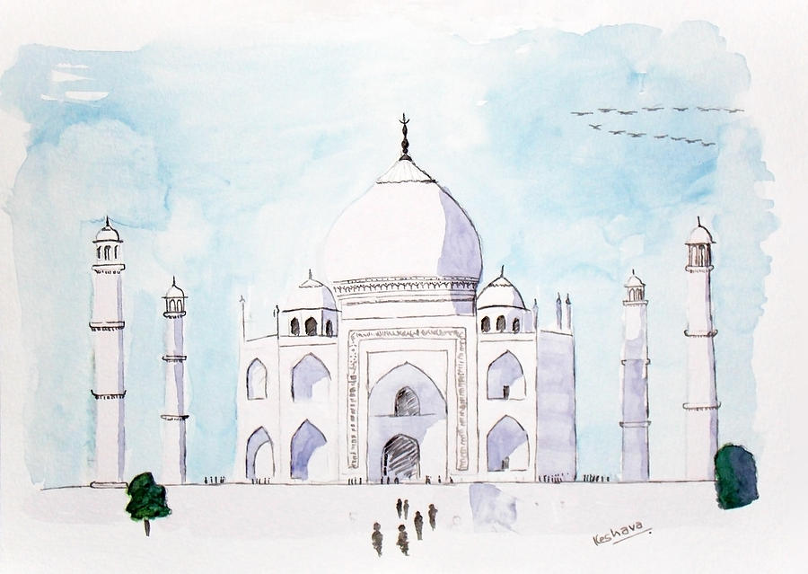 Landmark Painting - Taj mahal by Keshava Shukla