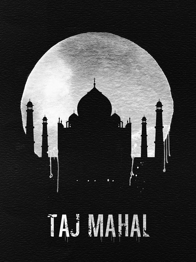 Skyscraper Digital Art - Taj Mahal Landmark Black by Naxart Studio