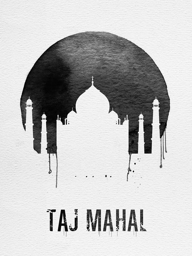 Skyscraper Digital Art - Taj Mahal Landmark White by Naxart Studio