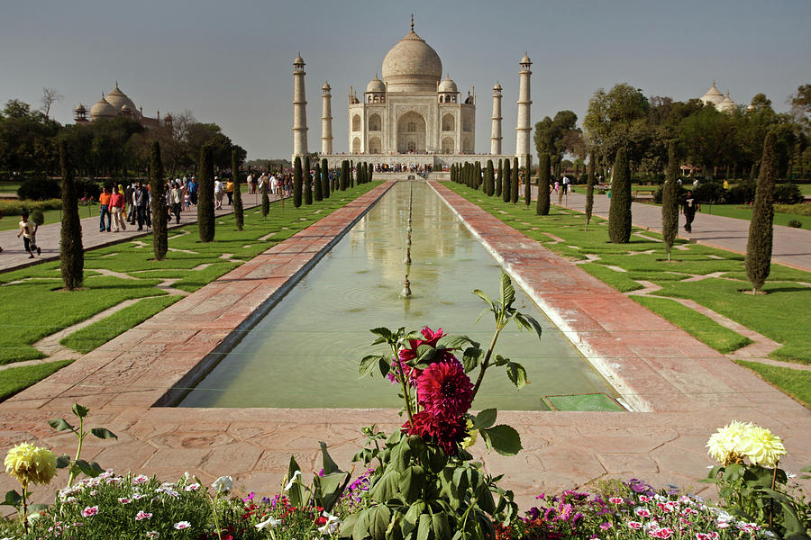 Taj Mahal Mausoleum with Roses Photograph by Aivar Mikko