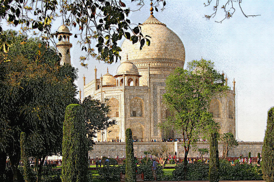 Taj Photograph - Taj Mahal with Water Color Filter by Jim Kuhlmann