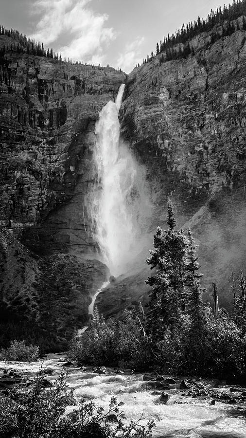Waterfall Photograph - Takakkaw Falls British Columbia BW by Joan Carroll