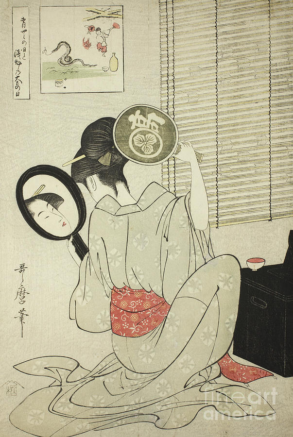 Mirror Painting - Takashima Ohisa by Kitagawa Utamaro