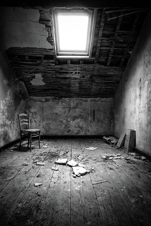 Take a seat and tell your story - lonely chair urbex Photograph by Dirk Ercken