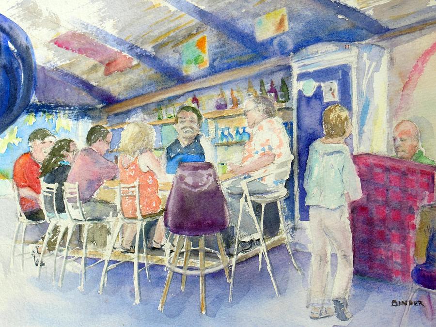 Pepe Painting - Take a seat at Pepes Happy Hour by Diane Binder Pepe Painting - Take a seat at Pepes Happy Hour by Diane Binder