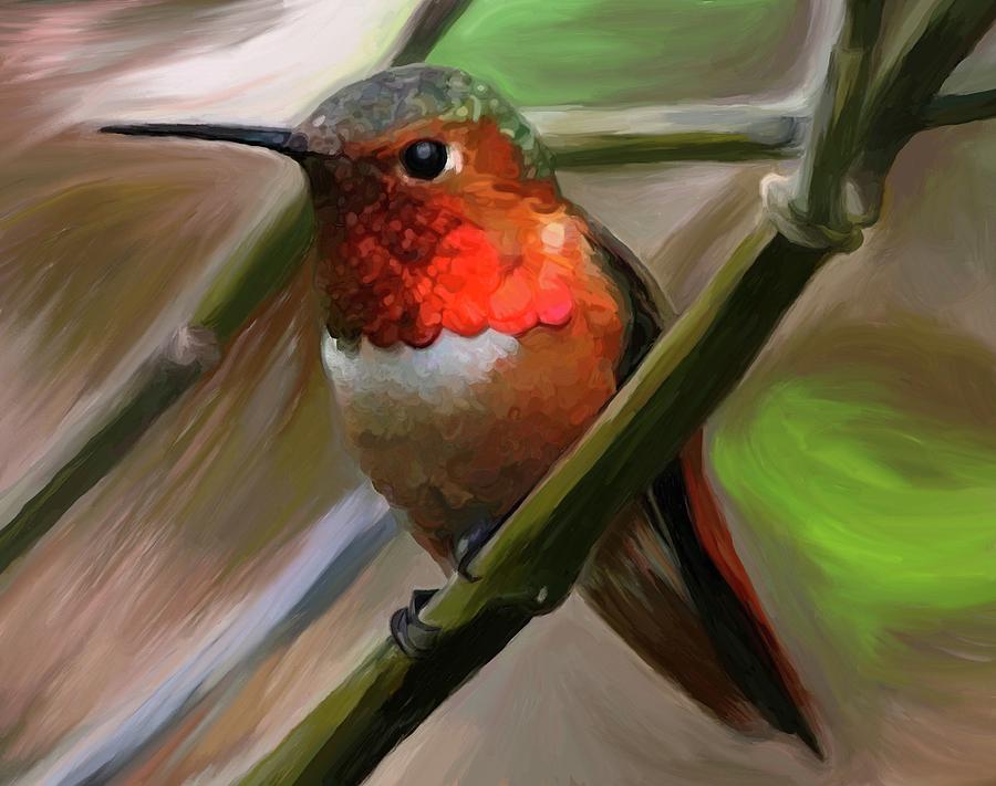 Hummingbird Painting - Take a Seat by Patti Siehien