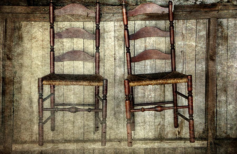 2 Chairs Photograph - Take A Seat by Stephanie Calhoun