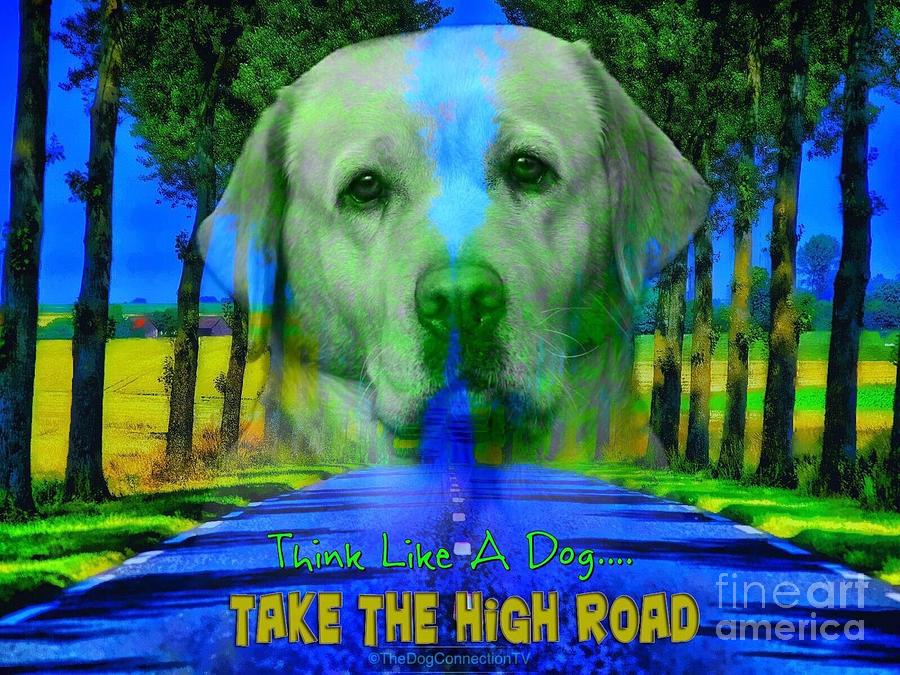 Dog Digital Art - Take the high road by Kathy Tarochione