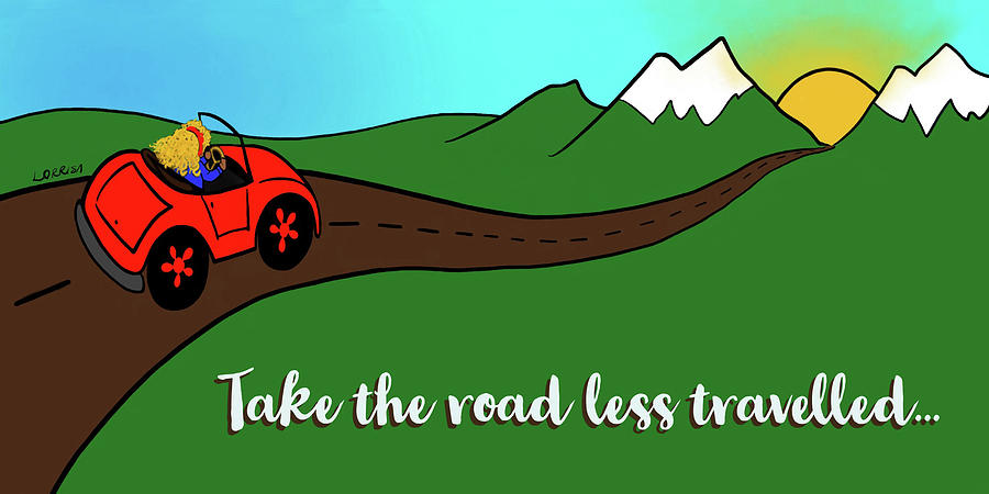 Mountain Digital Art - Take the Road Less Traveled by Lorrisa Dussault