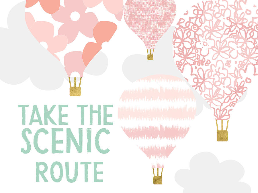 Take The Scenic Route Pink- Art by Linda Woods Digital Art by Linda Woods