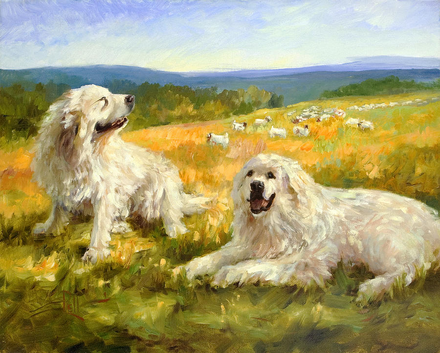 Goat Painting - Taking a Break by Lilli Pell