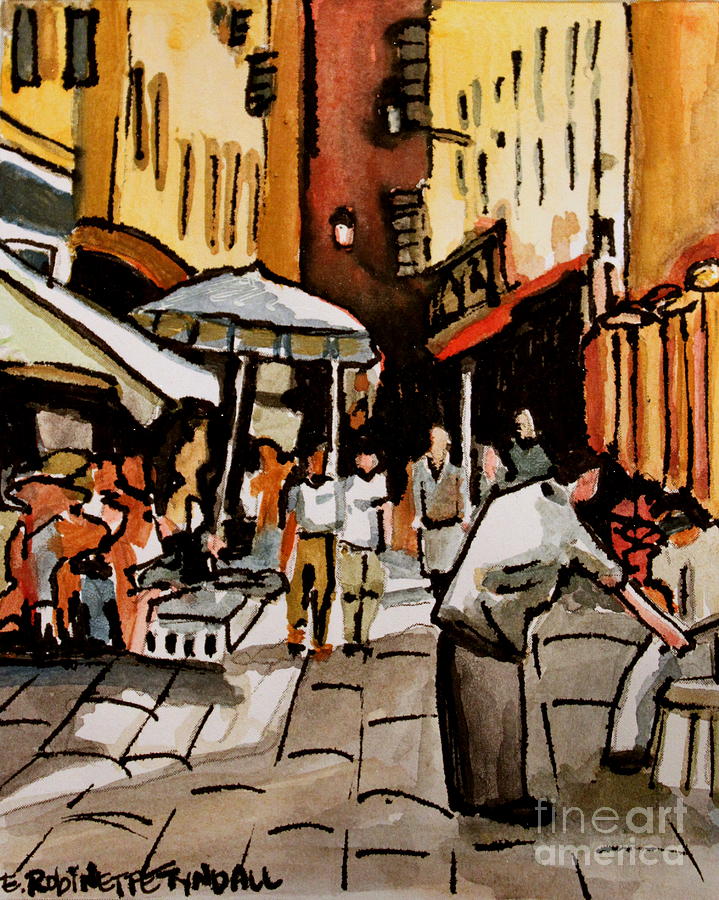 Taking a Stroll Through Downtown Painting by Elizabeth Robinette Tyndall