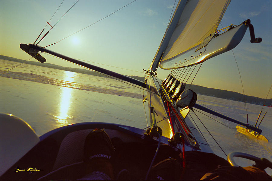 Boat Photograph - Taku - Lift Off - Lake Geneva Wisconsin by Bruce Thompson