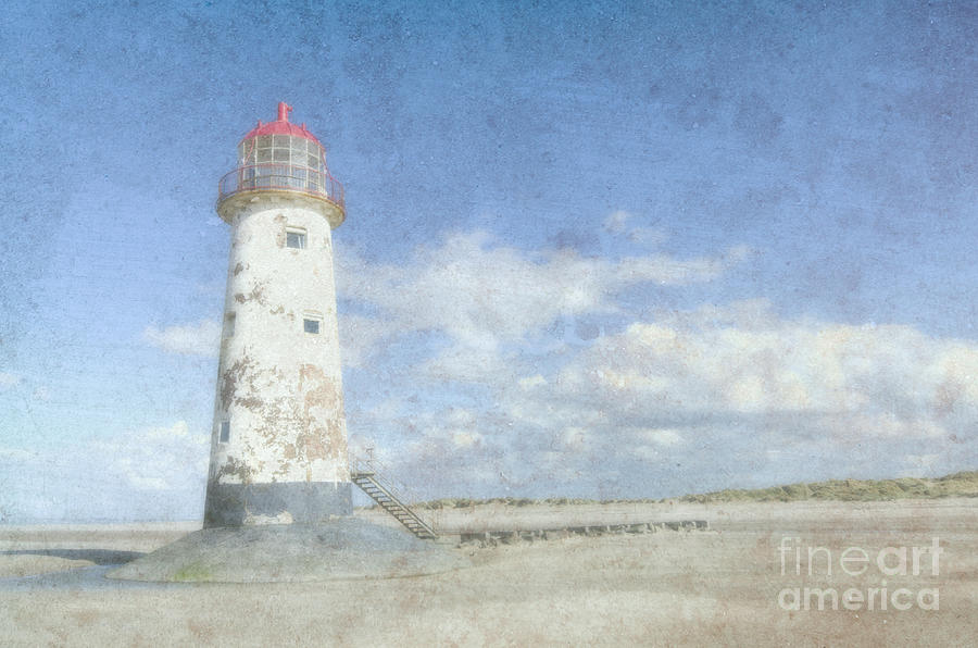 Lighthouse Photograph - Talacre lighthouse textured by Steev Stamford