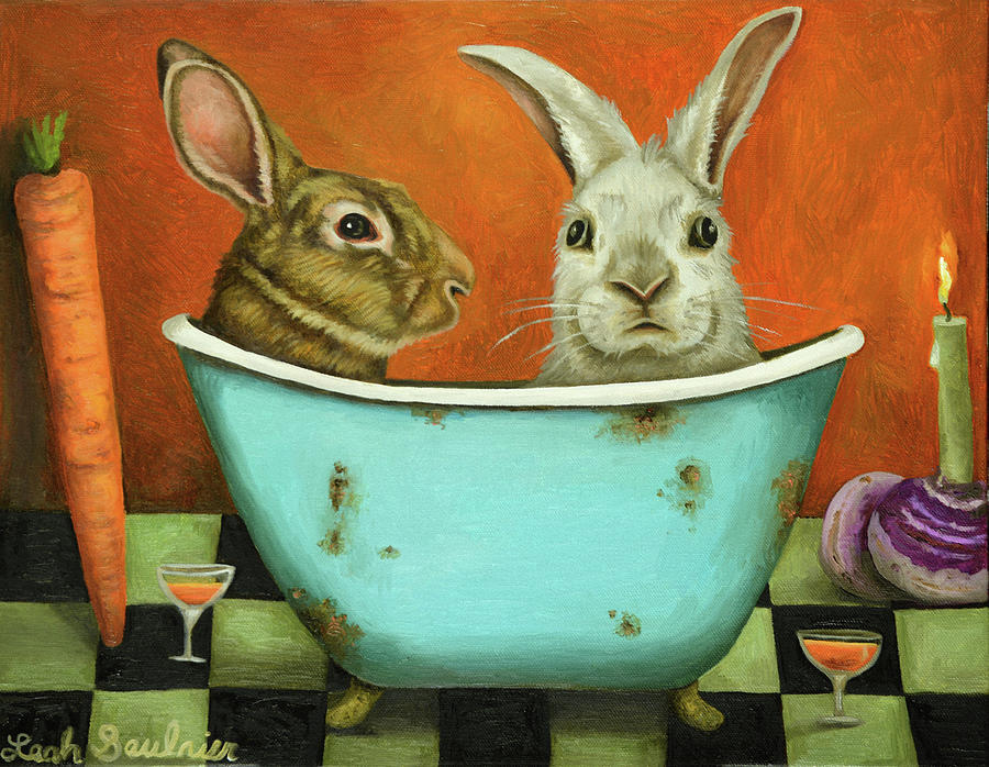 Tale Of Two Bunnies Painting by Leah Saulnier The Painting Maniac