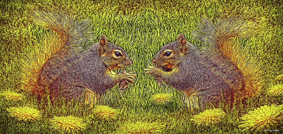 Tale Of Two Squirrels Digital Art by Joel Bruce Wallach