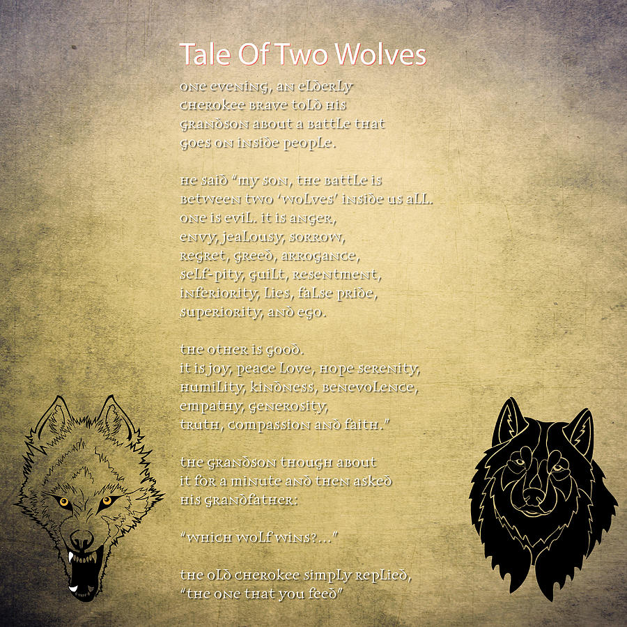 Tale Of Two Wolves - Art of Stories #1 Painting by Celestial Images