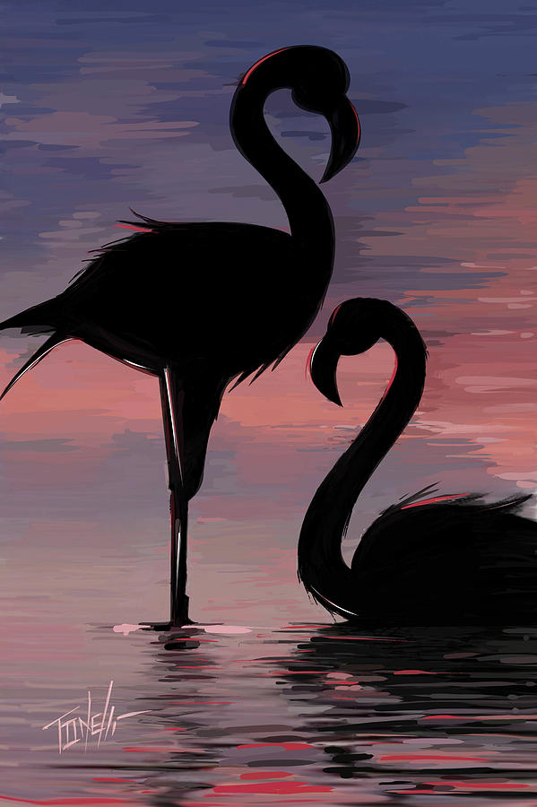 Flamingo Broken Heart Painting by Mark Tonelli