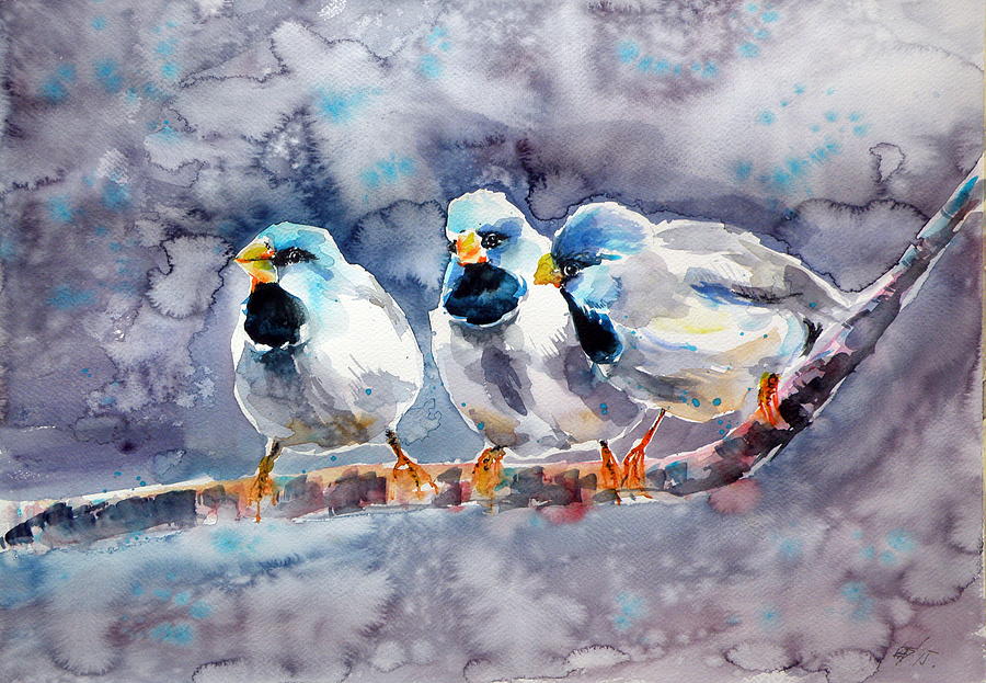 Bird Painting - Talking birds by Kovacs Anna Brigitta