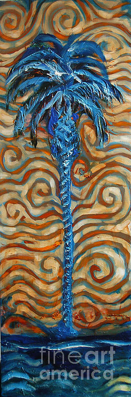 Tall Blue Palm Painting by Linda Olsen