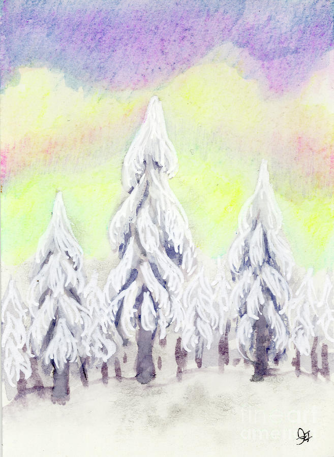 Tall Pines, Northern Lights Painting by Jackie Irwin