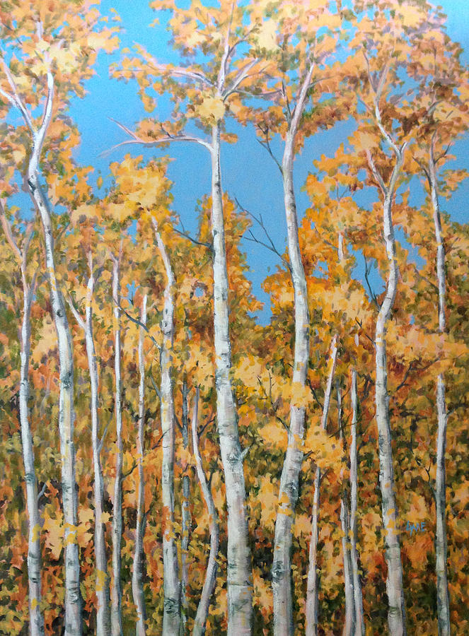 Tall Poplars Painting by Lynne Haines