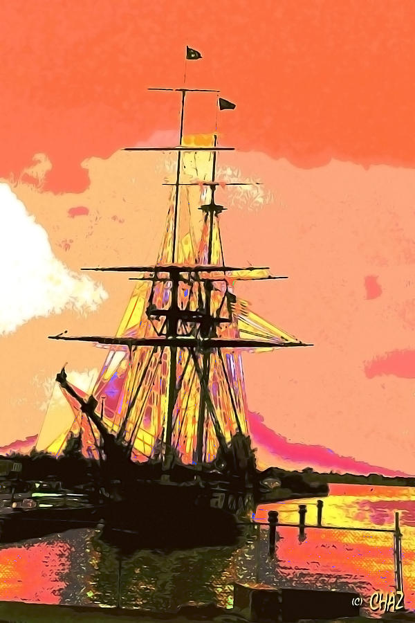 Tall Ship at Sunset Painting by CHAZ Daugherty