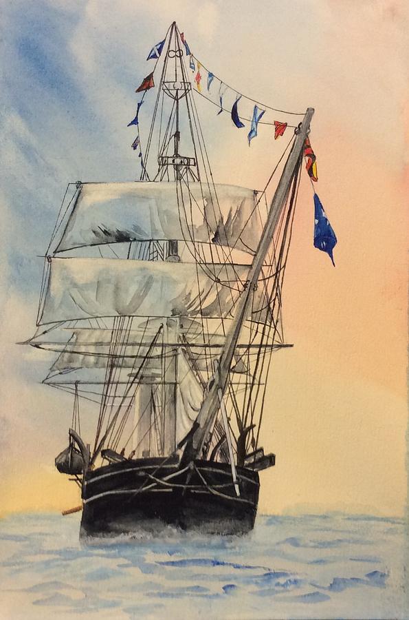 Whaling Ship Painting by Ellen Canfield