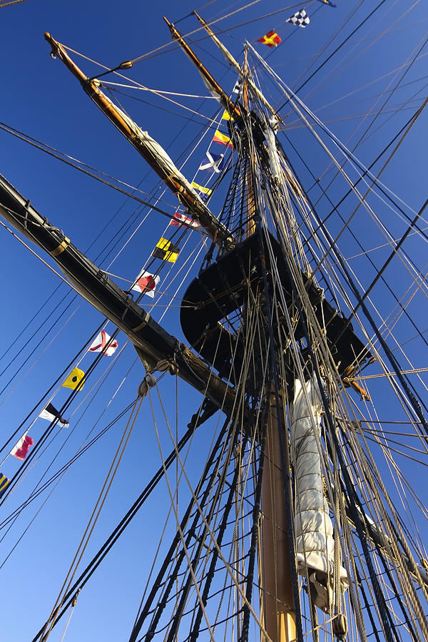 Tall ship flags and rigging Photograph by Sven Brogren