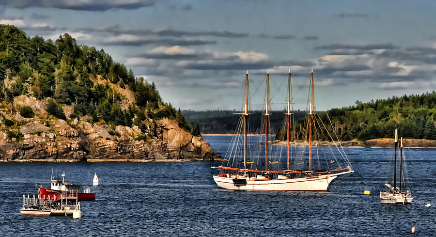 Tall Ship in Bar Harbor Inlet Photograph by Ginger Wakem
